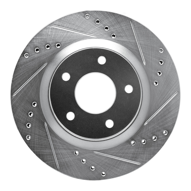 R1 07-15 Nissan Rogue Front Right Drilled & Slotted Silver Brake Rotor