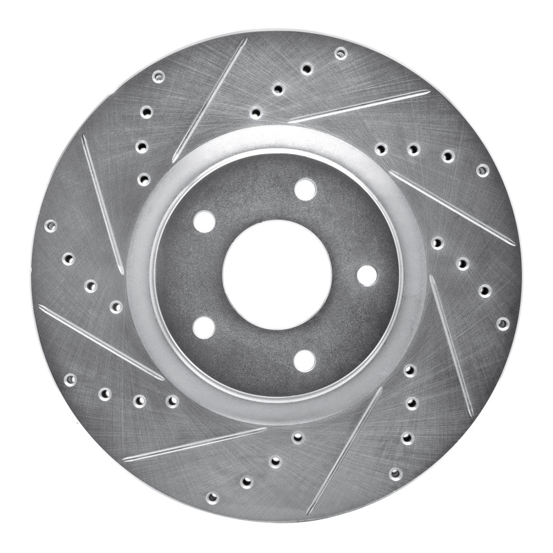 R1 07-17 Nissan Juke Front Left Drilled & Slotted Silver Brake Rotor