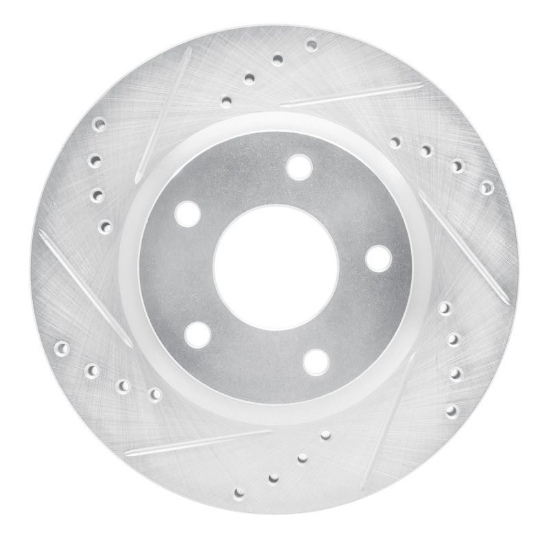 R1 13-19 Nissan SENTRA Front Left Drilled & Slotted Silver Brake Rotor