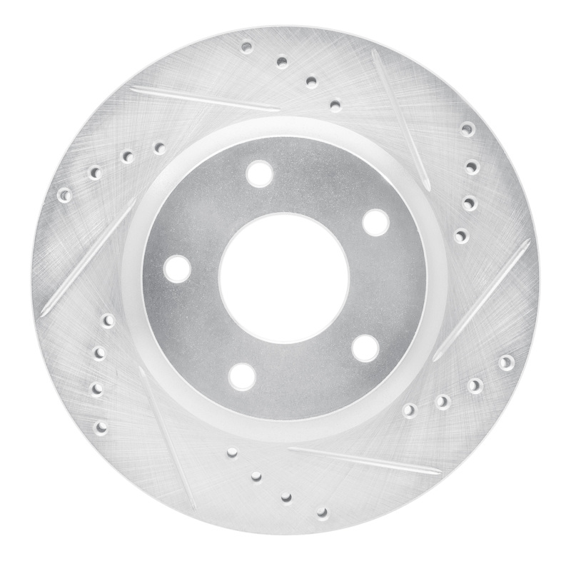 R1 13-19 Nissan SENTRA Front Right Drilled & Slotted Silver Brake Rotor