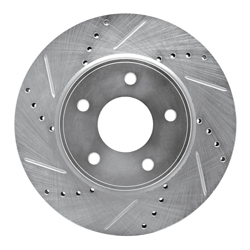 R1 11-25 Chevrolet City Express Front Left Drilled & Slotted Silver Brake Rotor