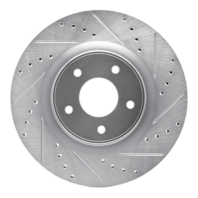 R1 13-25 Infiniti JX35 Front Right Drilled & Slotted Silver Brake Rotor