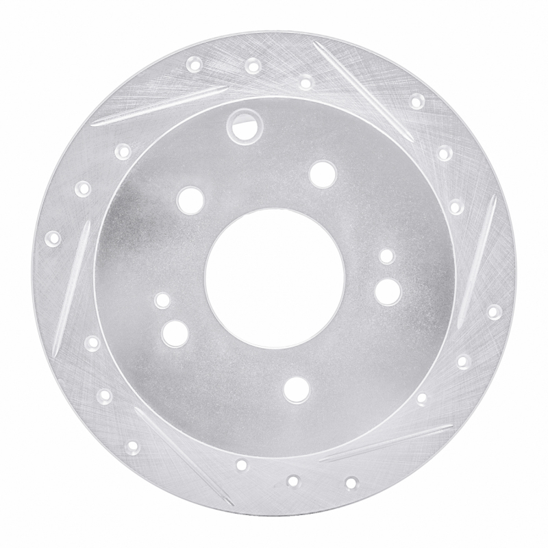 R1 04-12 Mitsubishi Eclipse Rear Right Drilled & Slotted Silver Brake Rotor