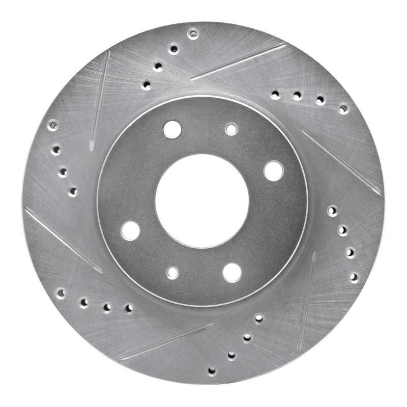 R1 04-04 Mitsubishi Lancer Front Left Drilled & Slotted Silver Brake Rotor