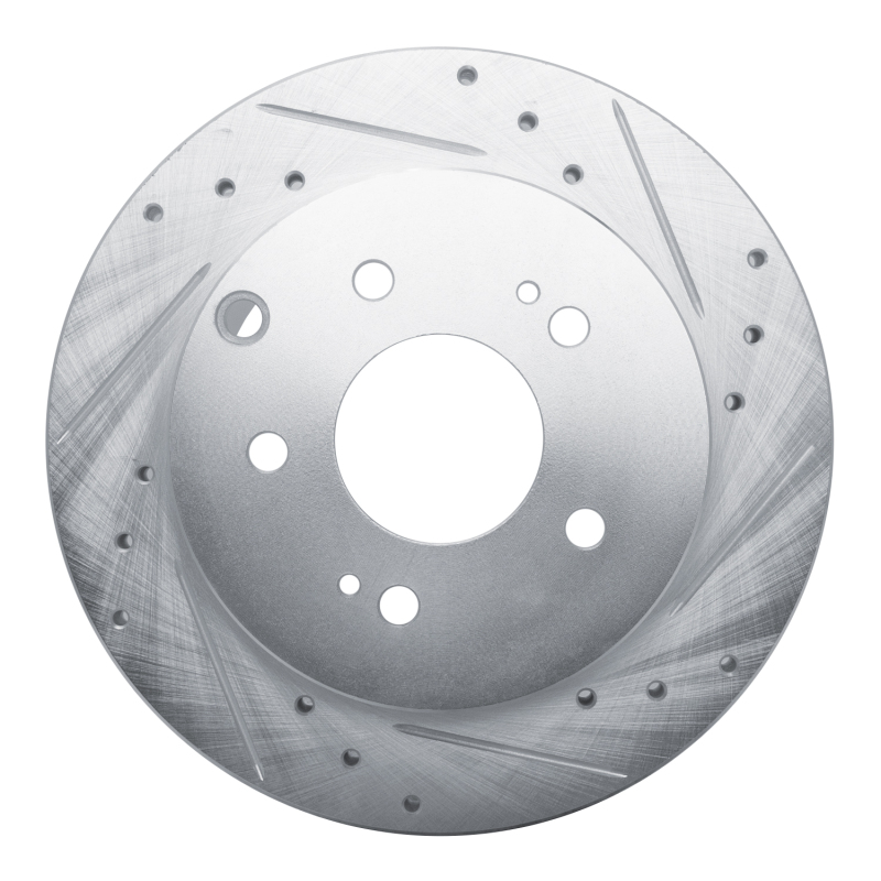 R1 06-12 Mitsubishi Eclipse Rear Right Drilled & Slotted Silver Brake Rotor