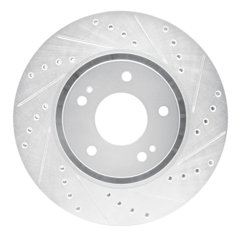 R1 09-15 Mitsubishi Lancer Front Right Drilled & Slotted Silver Brake Rotor