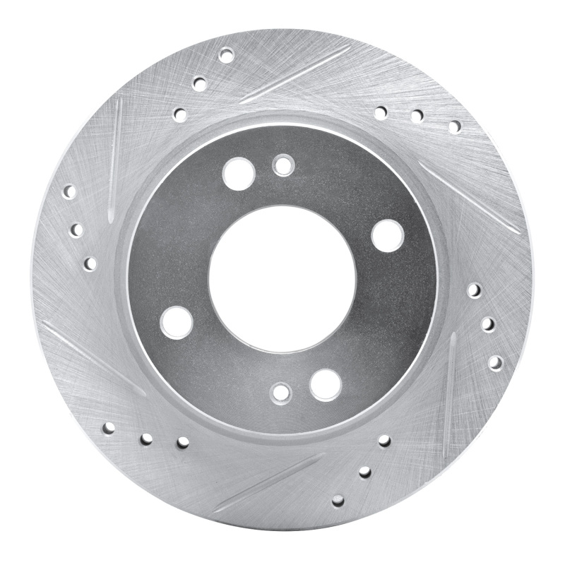 R1 14-15 Mitsubishi Mirage Front Left Drilled & Slotted Silver Brake Rotor