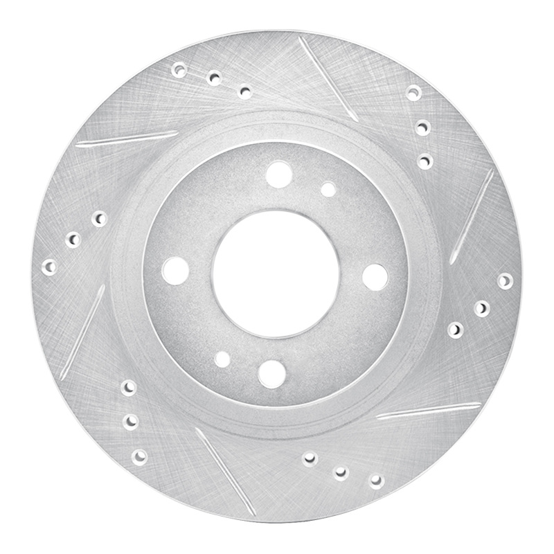 R1 12-17 Mitsubishi I-MIEV Front Right Drilled & Slotted Silver Brake Rotor