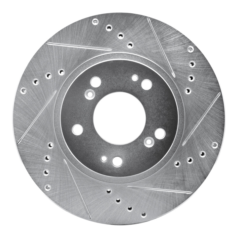 R1 04-11 Mitsubishi Endeavor Front Right Drilled & Slotted Silver Brake Rotor