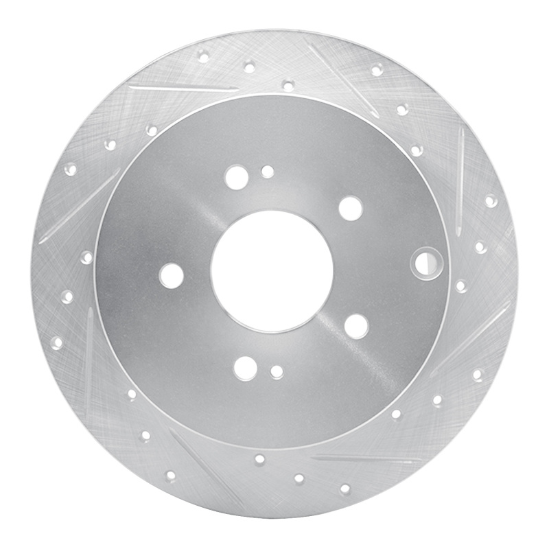 R1 04-11 Mitsubishi Grandis (Mexico) Rear Right Drilled & Slotted Silver Brake Rotor