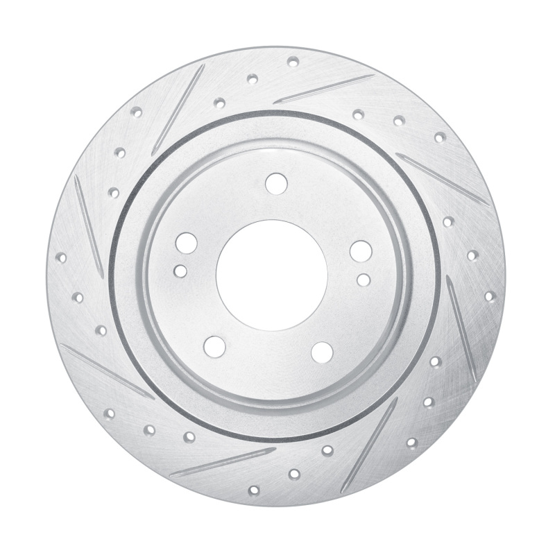 R1 13-25 Mitsubishi Outlander PHEV Rear Left Drilled & Slotted Silver Brake Rotor