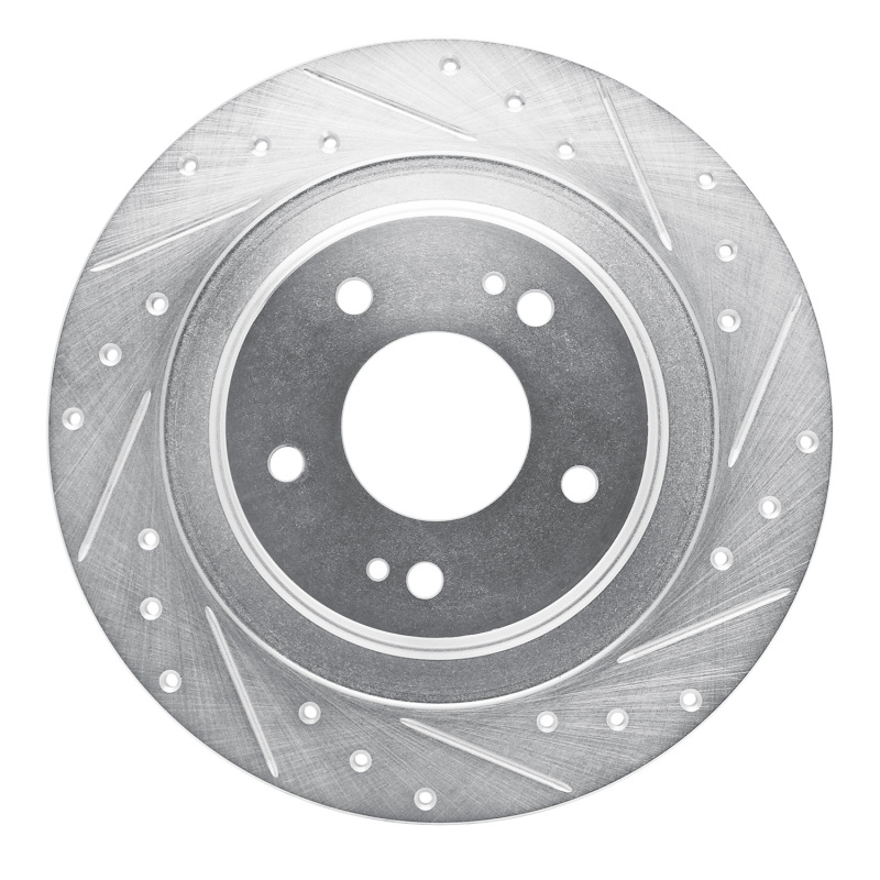 R1 13-25 Mitsubishi Outlander PHEV Rear Right Drilled & Slotted Silver Brake Rotor