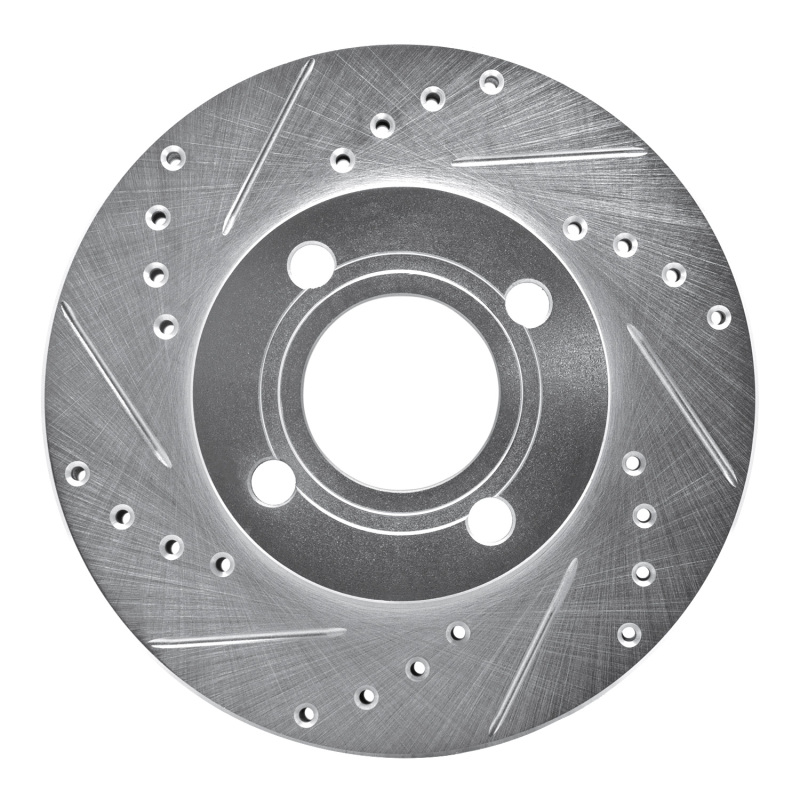 R1 84-87 Audi 4000 Quattro Front Left Drilled & Slotted Silver Brake Rotor