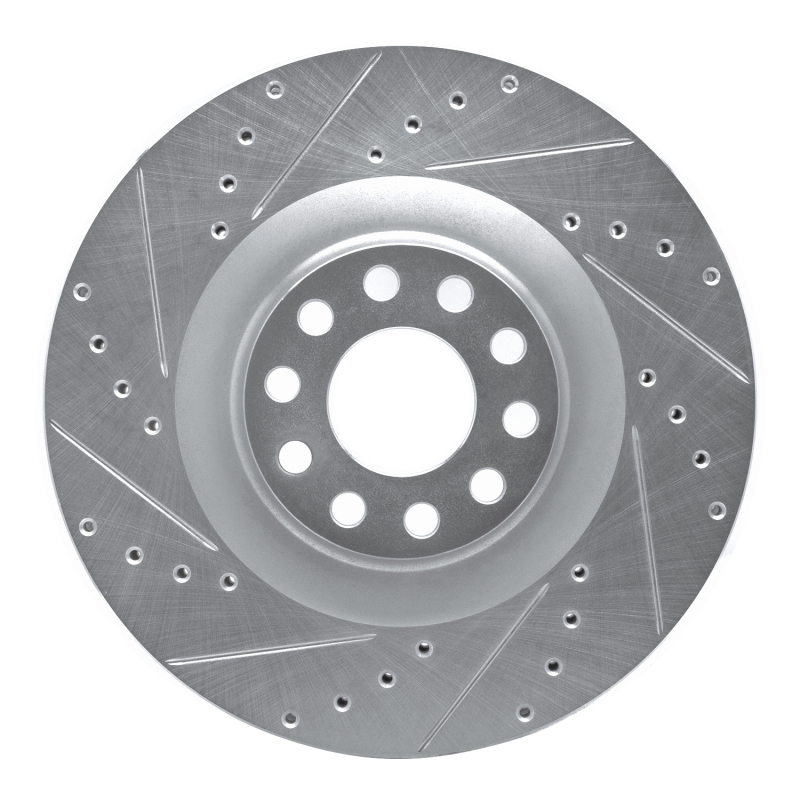 R1 01-03 Audi S8 Front Left Drilled & Slotted Silver Brake Rotor