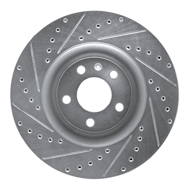 R1 04-09 Audi S4 Front Left Drilled & Slotted Silver Brake Rotor