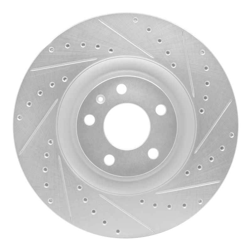 R1 04-09 Audi S4 Front Right Drilled & Slotted Silver Brake Rotor