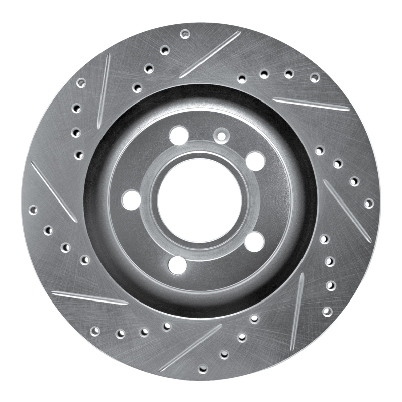 R1 04-09 Audi S4 Rear Left Drilled & Slotted Silver Brake Rotor