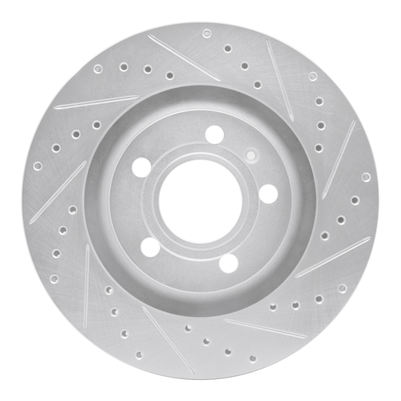 R1 04-09 Audi S4 Rear Right Drilled & Slotted Silver Brake Rotor
