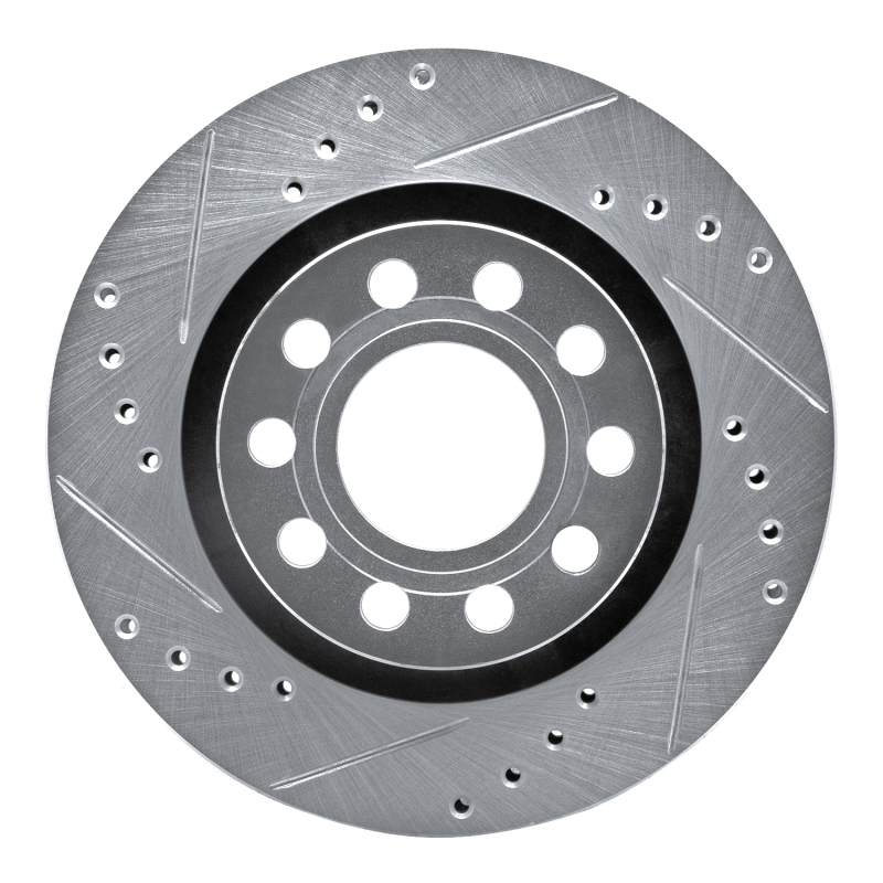 R1 04-05 Audi ALLROAD Rear Left Drilled & Slotted Silver Brake Rotor