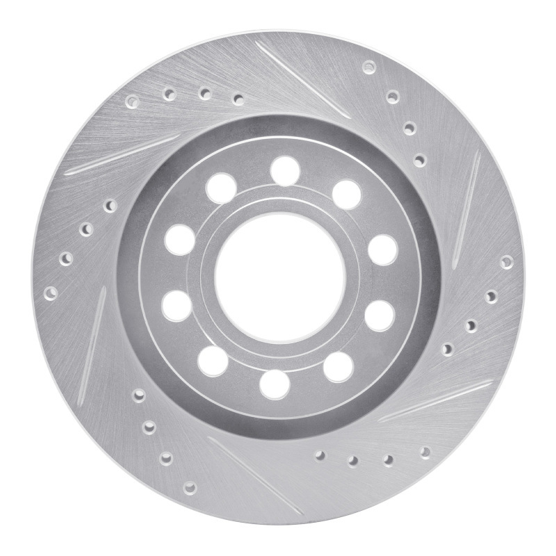 R1 04-05 Audi ALLROAD Rear Right Drilled & Slotted Silver Brake Rotor