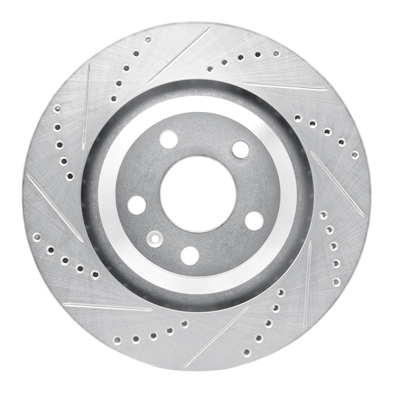 R1 05-11 Audi A6 Quattro Rear Left Drilled & Slotted Silver Brake Rotor