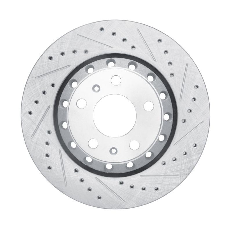 R1 04-10 Audi A8 Rear Right Drilled & Slotted Silver Brake Rotor