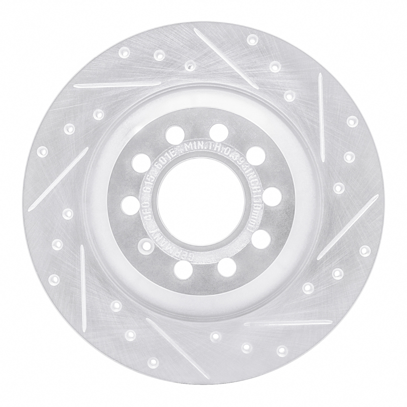 R1 05-11 Audi A6 Quattro Rear Right Drilled & Slotted Silver Brake Rotor