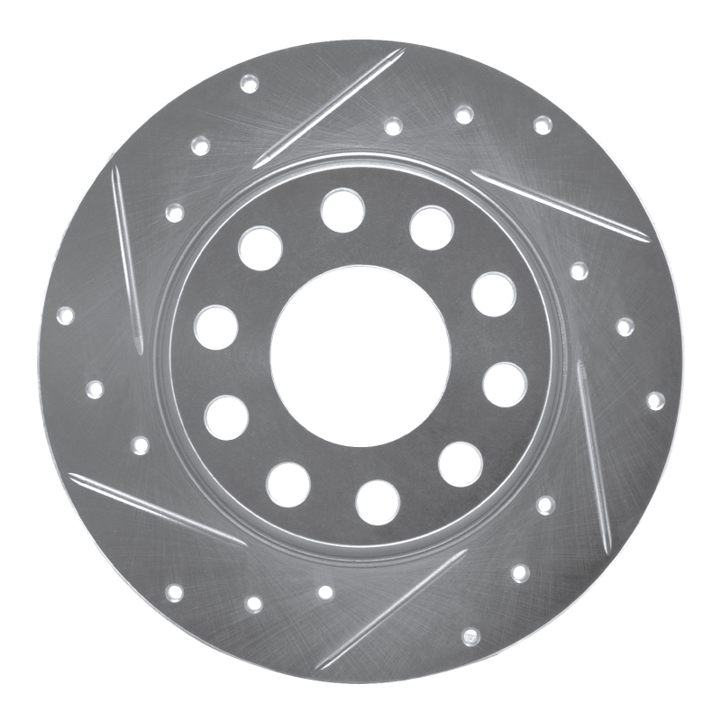 R1 00-08 Audi A4 (USA/Canada) Rear Left Drilled & Slotted Silver Brake Rotor
