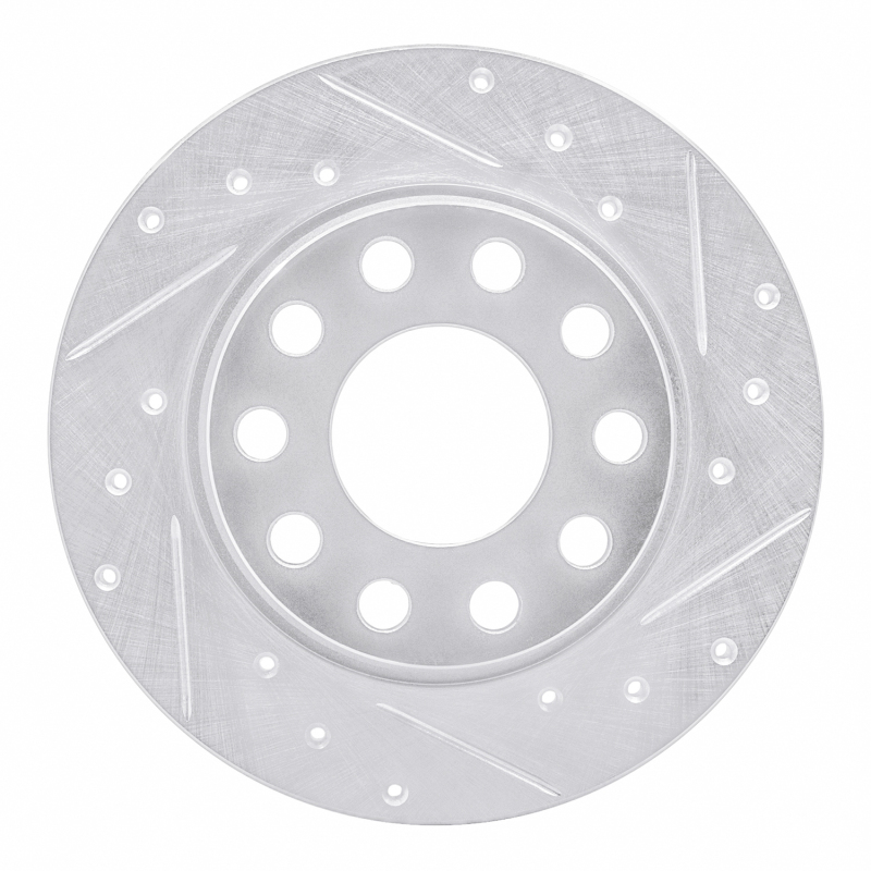 R1 00-08 Audi A4 (USA/Canada) Rear Right Drilled & Slotted Silver Brake Rotor