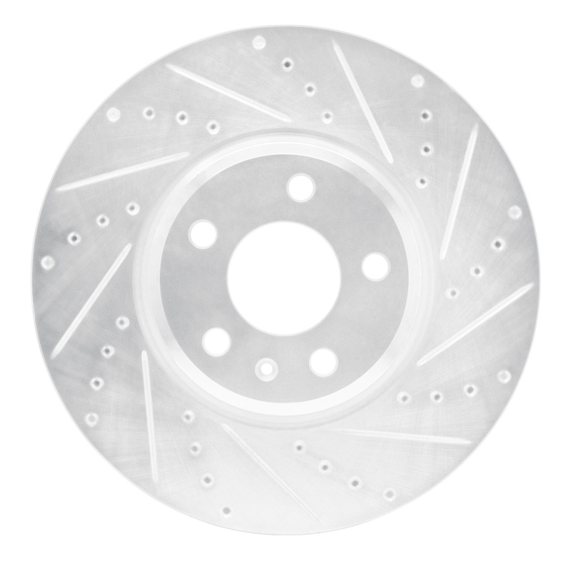 R1 08-12 Audi Q5 (USA/Canada Excl Hybrid) Front Right Drilled & Slotted Silver Brake Rotor