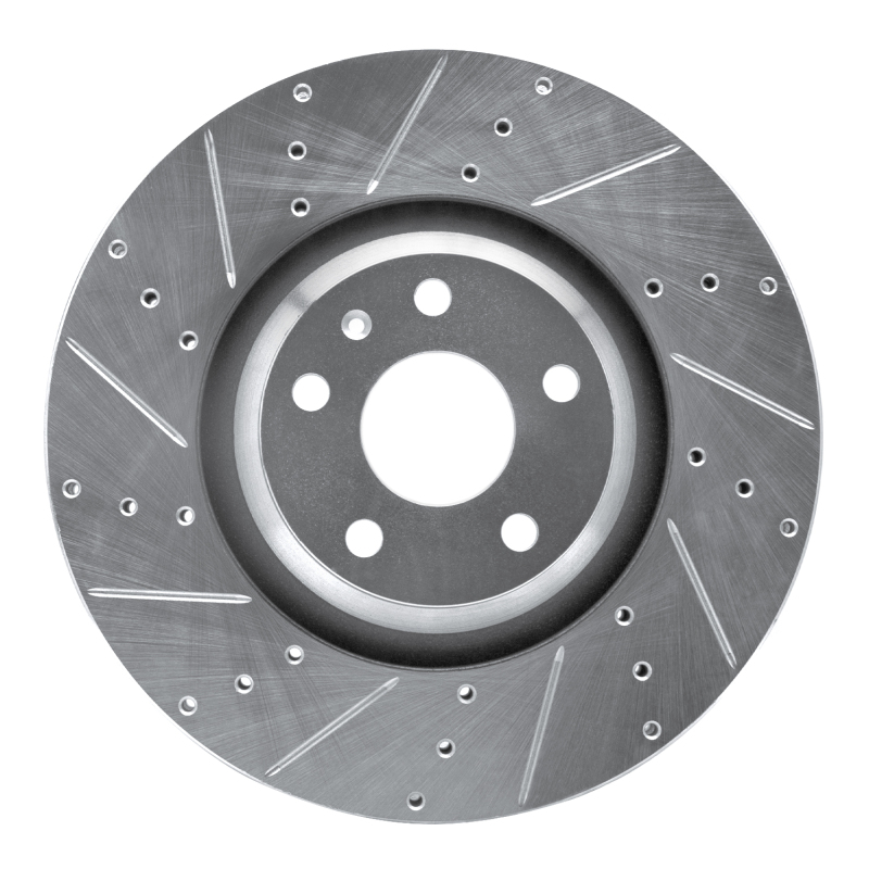 R1 12-15 Audi TTS Quattro Front Left Drilled & Slotted Silver Brake Rotor