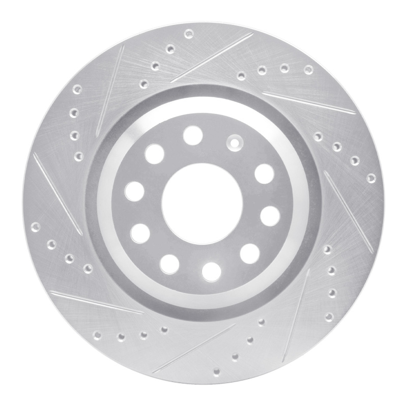 R1 06-25 Audi A3 Quattro Rear Left Drilled & Slotted Silver Brake Rotor