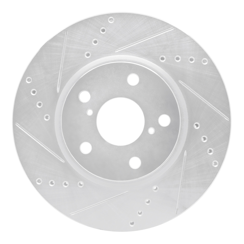 R1 06-15 Lexus IS250 Right Front Drilled & Slotted Silver Brake Rotor