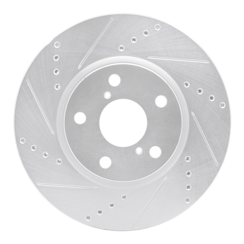 R1 06-15 Lexus IS250 Left Front Drilled & Slotted Silver Brake Rotor
