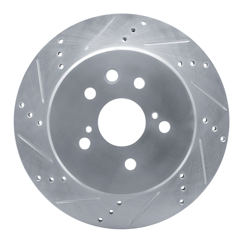 R1 06-20 Lexus GS200T Rear Left Drilled & Slotted Silver Brake Rotor