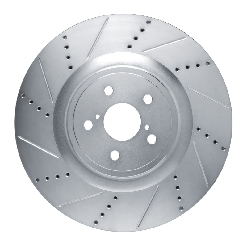 R1 15-22 Lexus RC F Left Front Drilled & Slotted Silver Brake Rotor