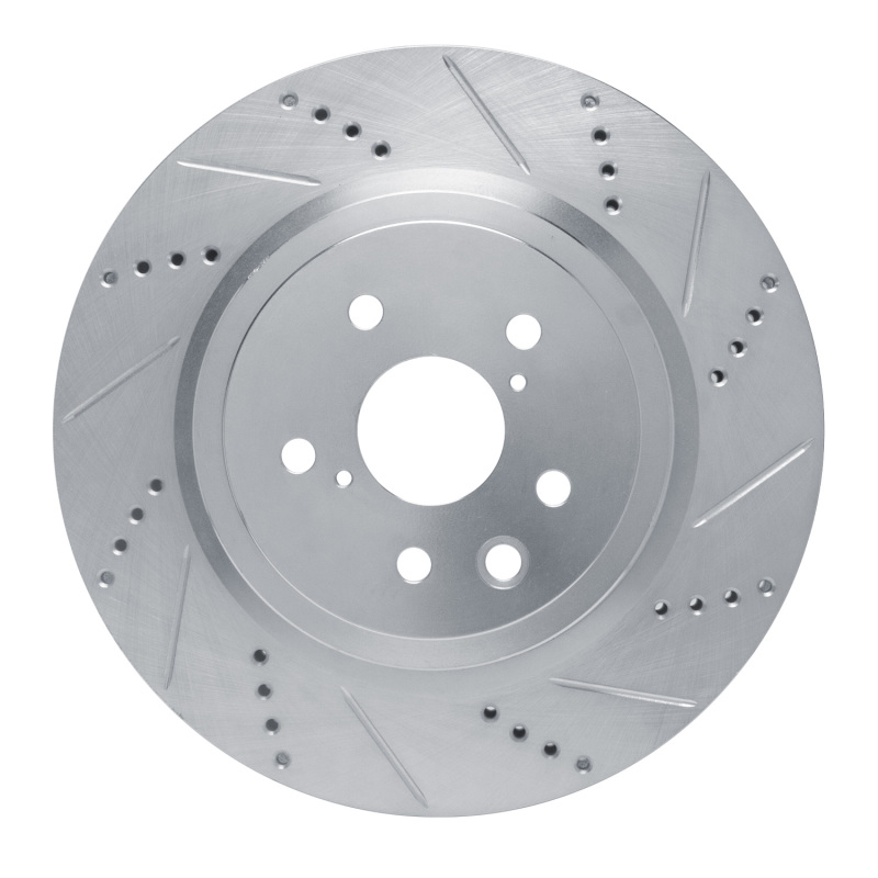R1 15-22 Lexus GS F Right Rear Drilled & Slotted Silver Brake Rotor
