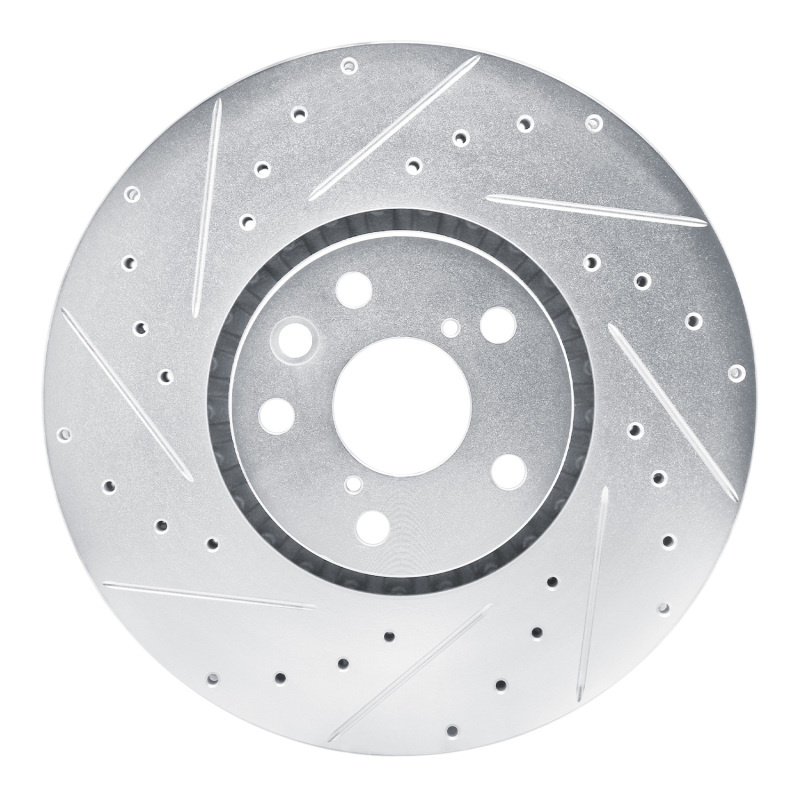 R1 06-20 Lexus GS430 Left Front Drilled & Slotted Silver Brake Rotor