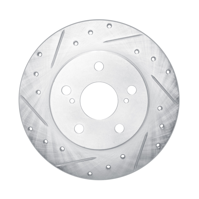 R1 08-18 Pontiac Vibe Rear Left Drilled & Slotted Silver Brake Rotor