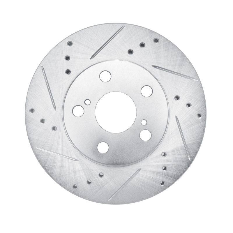 R1 10-17 Lexus CT200H Front Left Drilled & Slotted Silver Brake Rotor