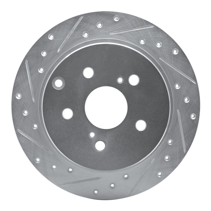 R1 12-20 Toyota Mirai Rear Left Drilled & Slotted Silver Brake Rotor