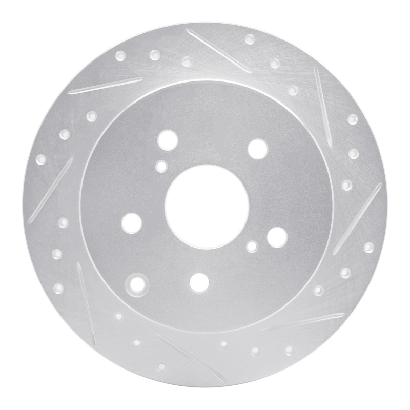 R1 12-20 Toyota Prius V Rear Right Drilled & Slotted Silver Brake Rotor