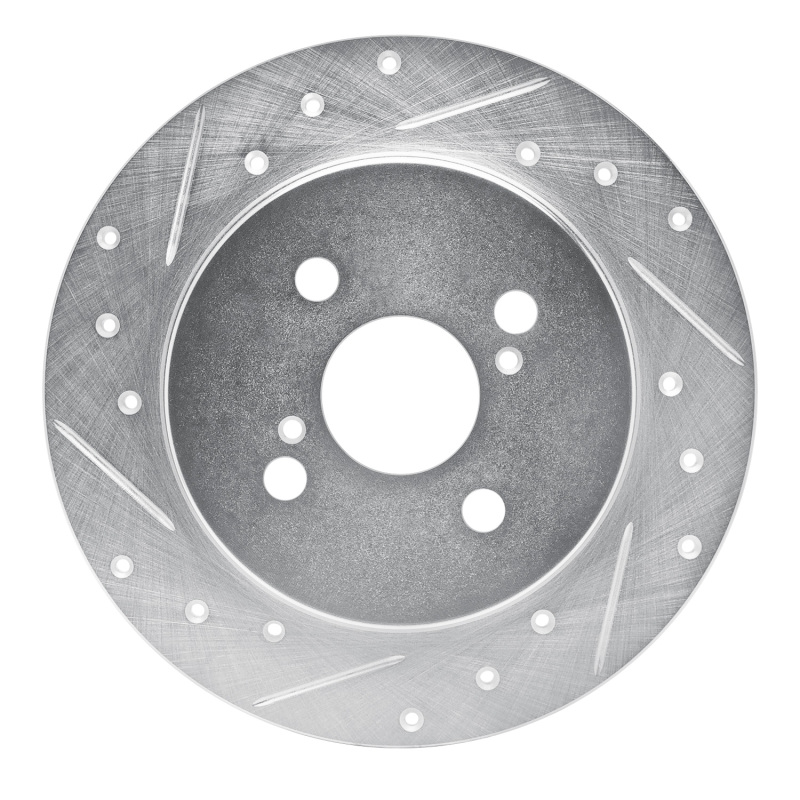 R1 12-18 Toyota Yaris (USA/Canada) Rear Left Drilled & Slotted Silver Brake Rotor