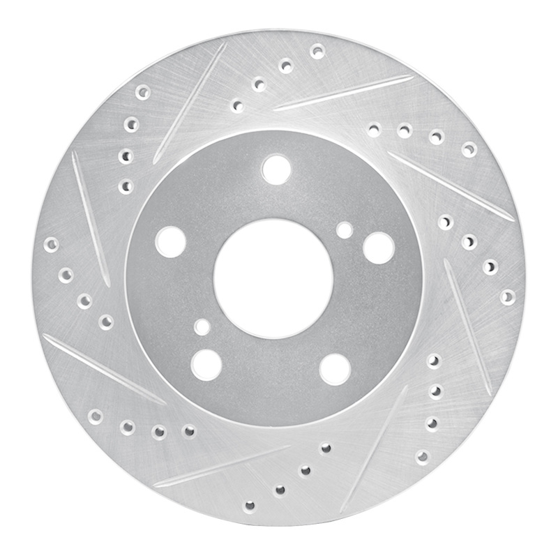 R1 91-96 Toyota Previa Front Left Drilled & Slotted Silver Brake Rotor