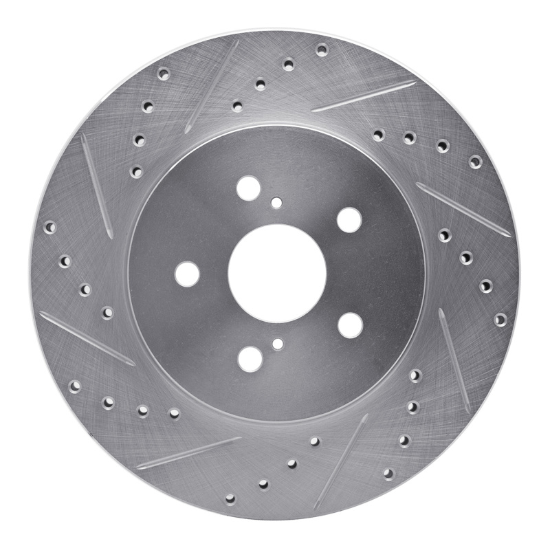 R1 04-09 Lexus RX350 Front Left Drilled & Slotted Silver Brake Rotor