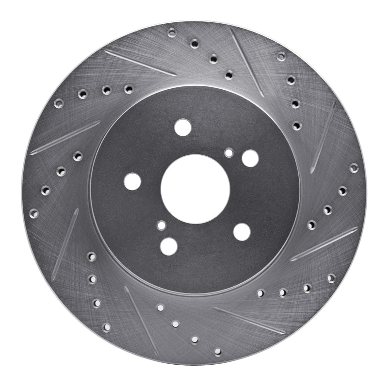 R1 04-09 Lexus RX330 Front Right Drilled & Slotted Silver Brake Rotor
