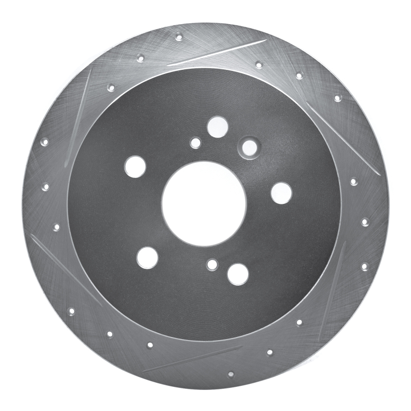 R1 04-09 Lexus RX330 Rear Left Drilled & Slotted Silver Brake Rotor