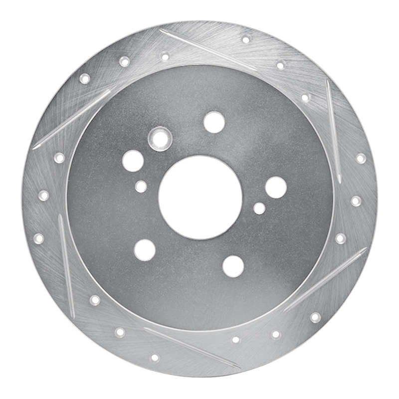 R1 04-09 Lexus RX350 Rear Right Drilled & Slotted Silver Brake Rotor
