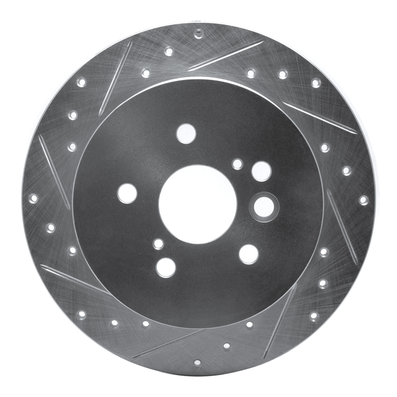 R1 04-05 Toyota RAV4 Rear Left Drilled & Slotted Silver Brake Rotor