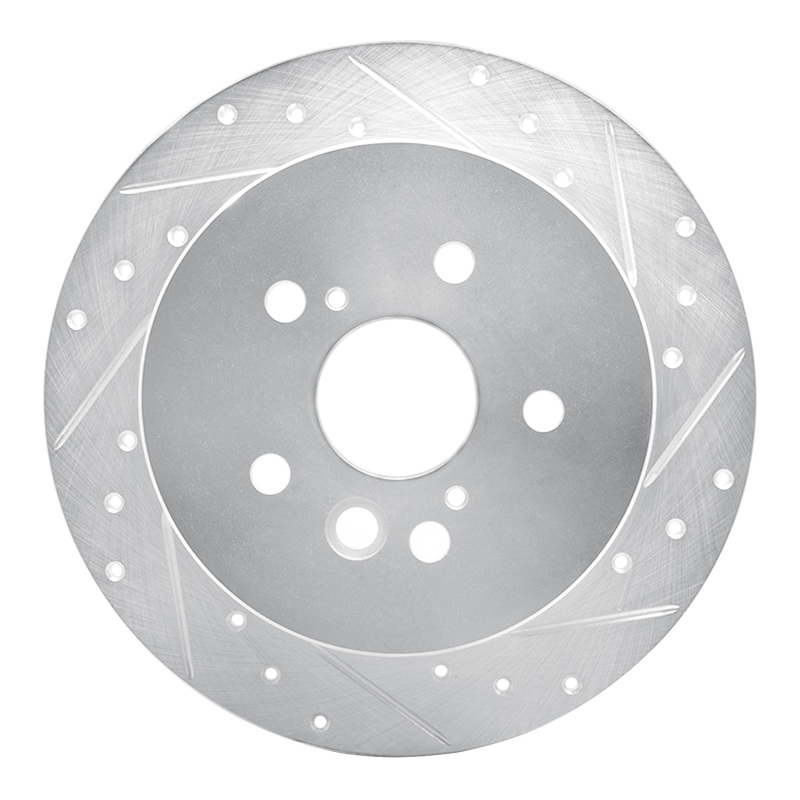 R1 04-05 Toyota RAV4 Rear Right Drilled & Slotted Silver Brake Rotor
